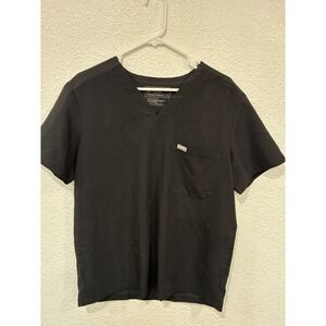 Figs Technical Collection Adult Medium Black Medical Scrub Top Healthcare